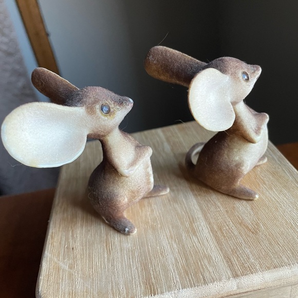 Lot of 2 Vintage Parma Flocked Mouse Mice Oversized Ears Figurine Kitschy MCM - Picture 4 of 9